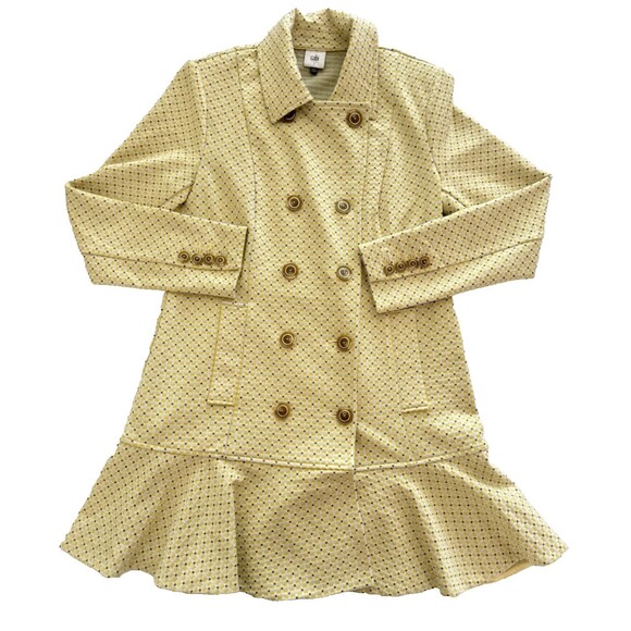 Cabi Hobnob Topper Coat Size S Yellow Black Daffodil Print Double Breasted #6249 - Picture 1 of 15